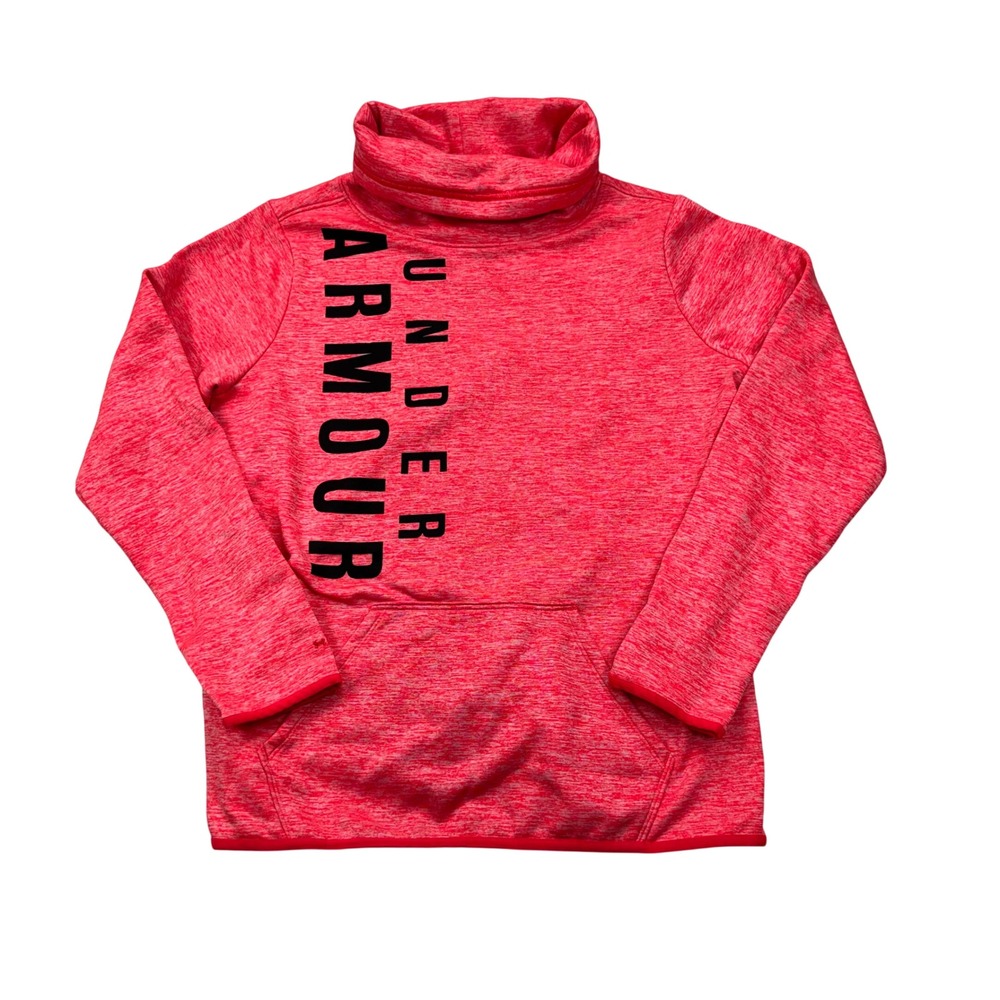 Under Armour ColdGear Storm Pink Heather Funnel Neck Pullover Sweatshirt Medium